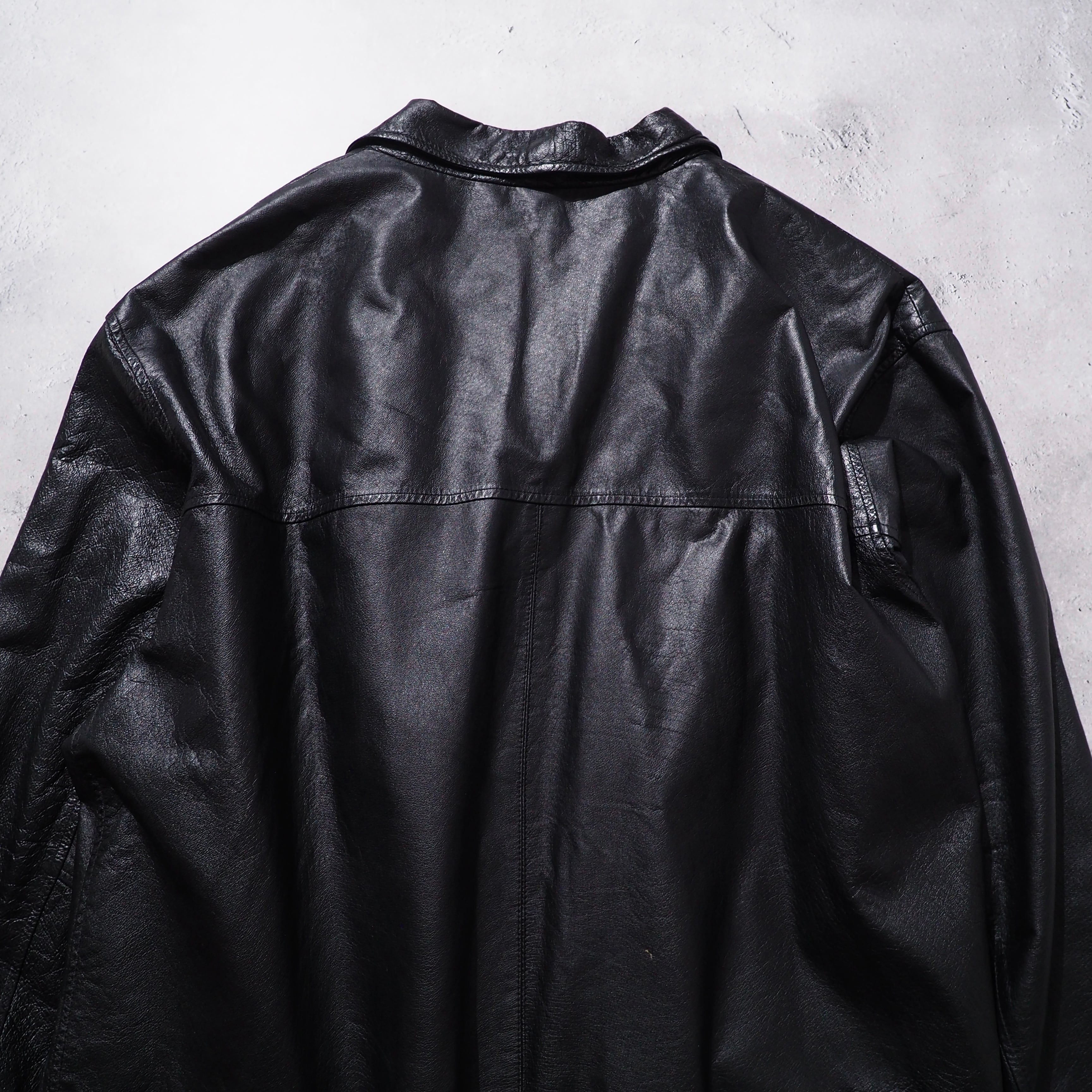 " Unknown " Black Over silhouette vintage leather jacket