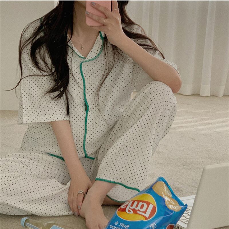 水玉レディースサマー薄手カジュアルルーズトップス パンツ 夏物 クレセントシティ95771713253