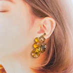 本物のお花を使った　ミモザつぶつぶサークルピアス イヤリング  イエロー