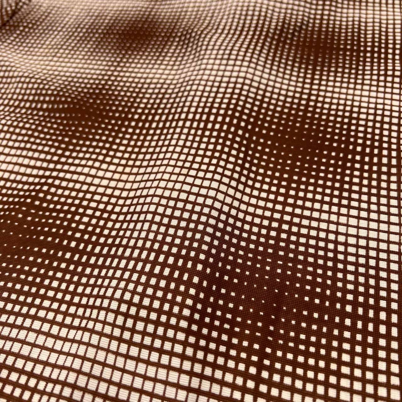 タグ付き/未使用品 イタリア製 PIERO GAZZARRINI UOMO チェック柄風 ハーフジップ 半袖Tシャツ カットソー 46 /ブラウン