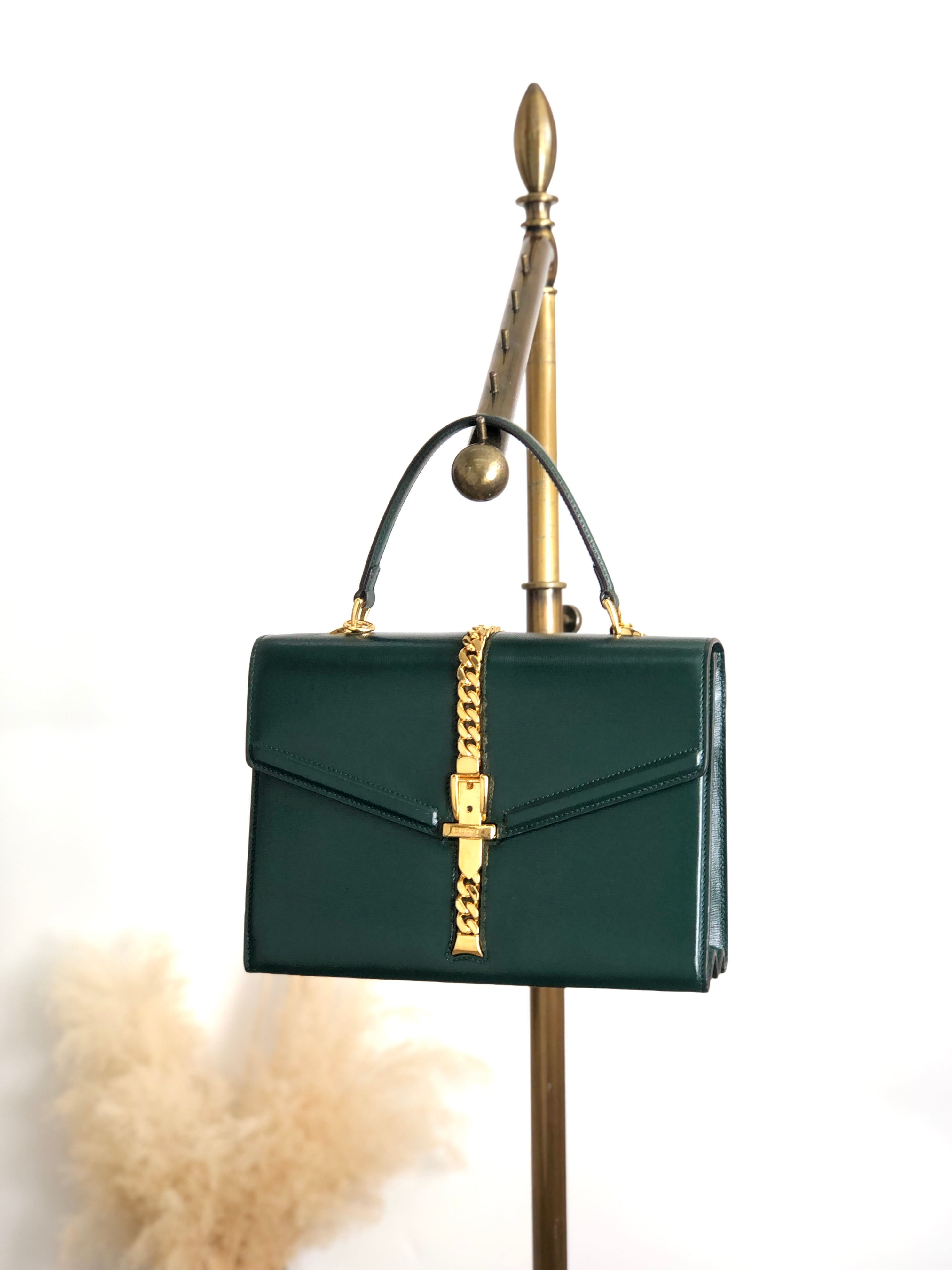 GUCCI グッチ ハンドバッグ グリーン ベルトモチーフ シルヴィ vintage ヴィンテージ オールド 2vw4nm