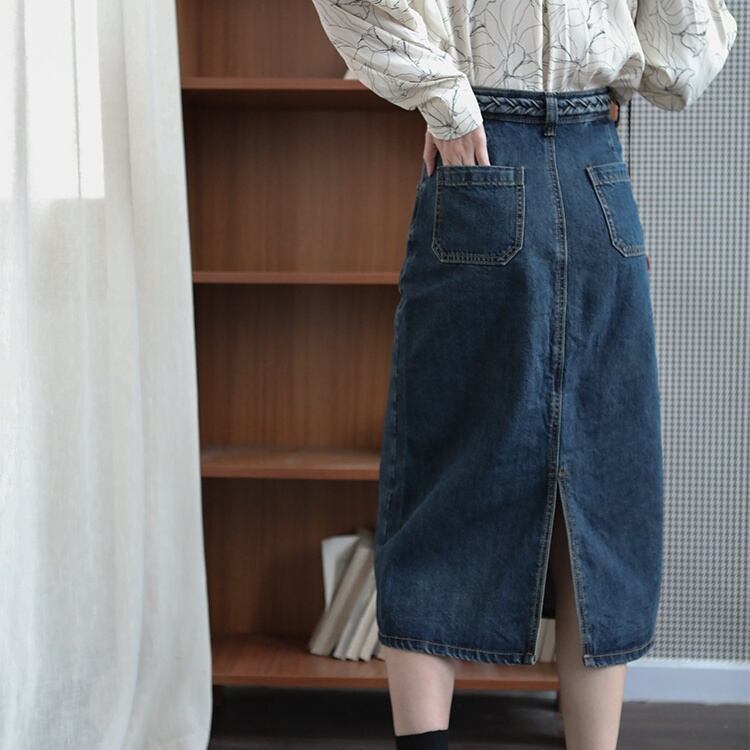 high waist a-line denim skirt
