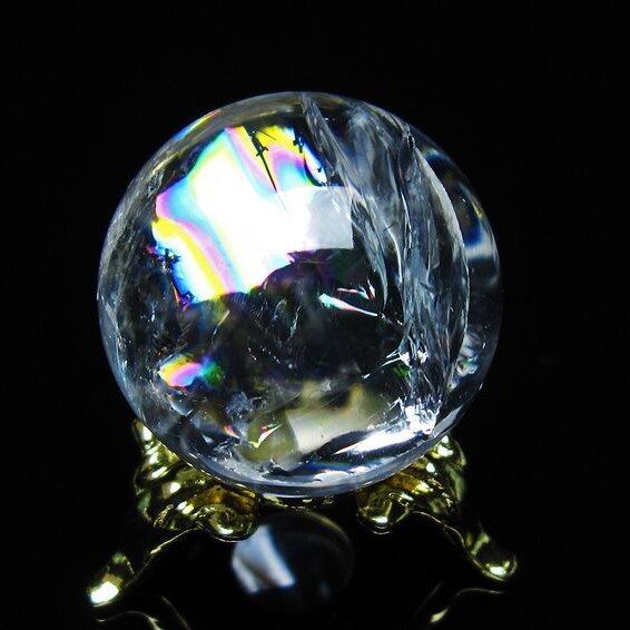 アイリスクォーツ 水晶 丸玉 虹入り 27mm スフィア 置物 水晶玉 一点物 141-7077