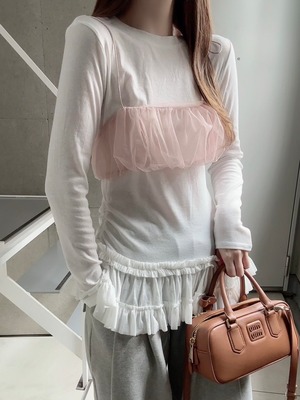 Tulle bra top / pink（4月下旬頃発送予定）