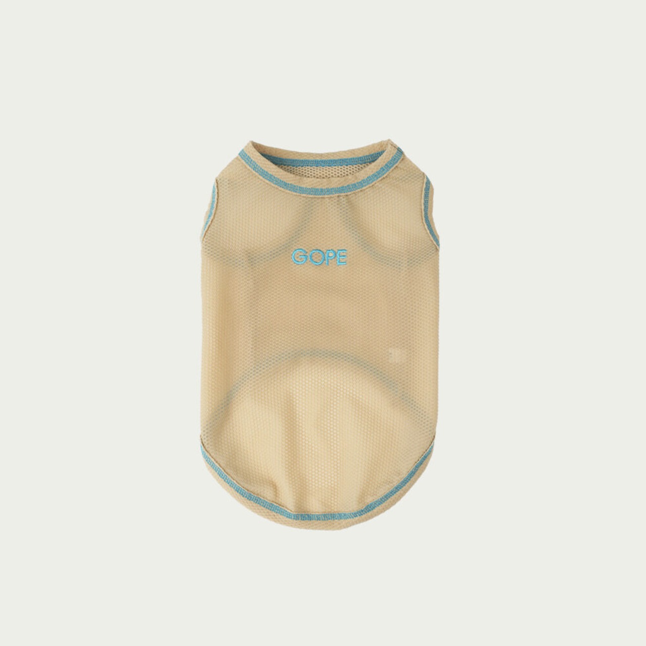 【予約】[ GOPE ] Stretch Mesh Sleeveless｜BEIGE × AQUA BLUE - 1
