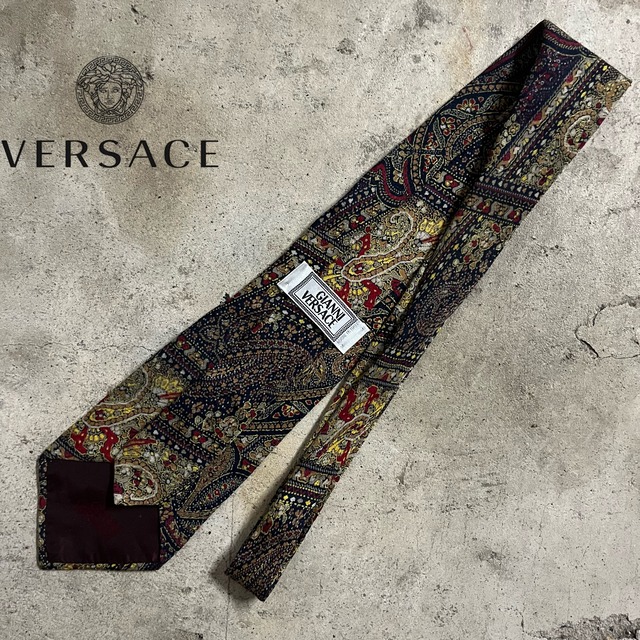 【VERSACE】made in Italy paisleypattern design silk necktie/ヴェルサーチ イタリア製 ペイズリー柄 デザイン シルク ネクタイ/#0730/osaka