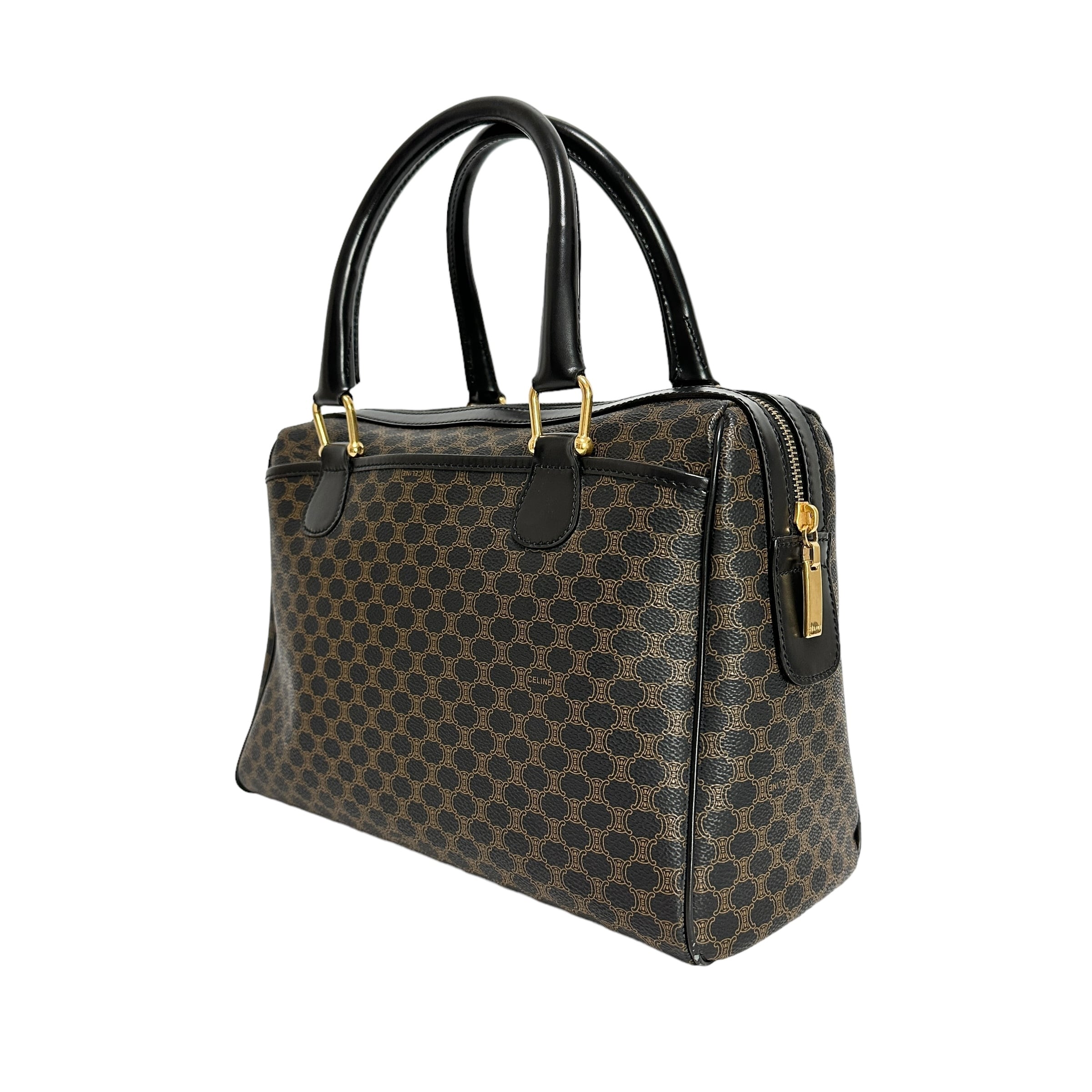 CELINE セリーヌ マカダム柄 ボストンバッグ ブラック 6257-202203 | rean