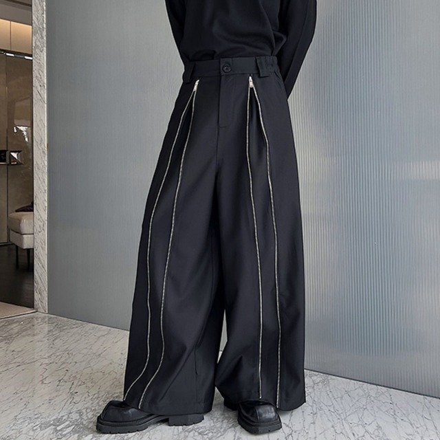 【之】★ズボン★ブラック グレー ファスナー デザイン メンズ 中国ファッション kore