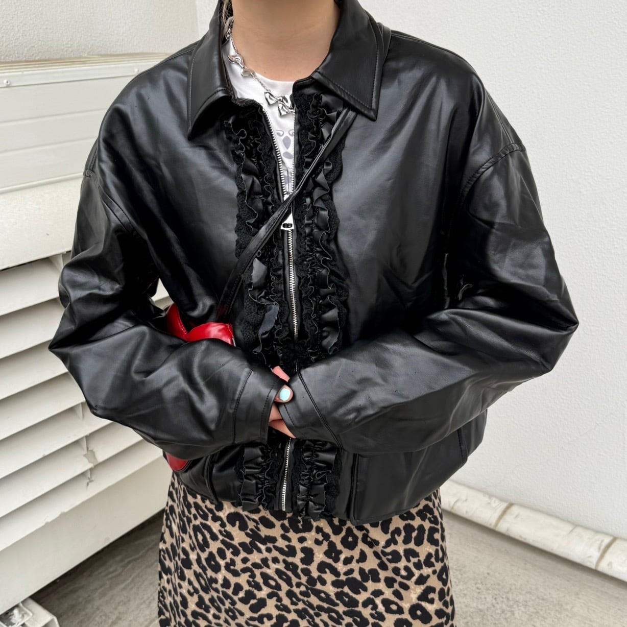 速達】ギャザージップレザージャケット_LN03343 | lanan(ラナン)