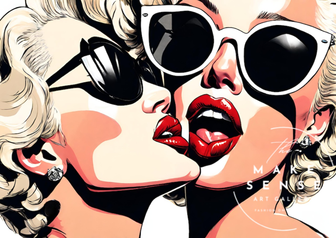 Twinz｜双子のマリリンを描いたラグジュアリーアートポスター｜モダン空間に映える鮮やかなコンテンポラリーデザイン｜A2ポスター