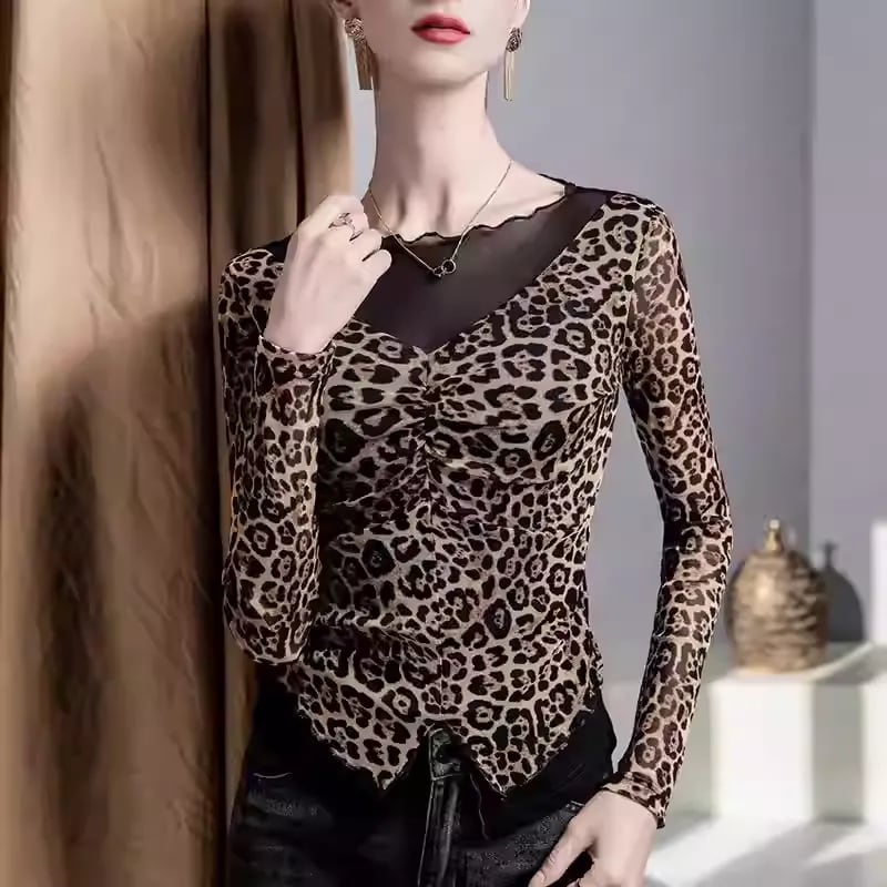 ドレープ レオパード ロングスリーブ カットソー ds1073