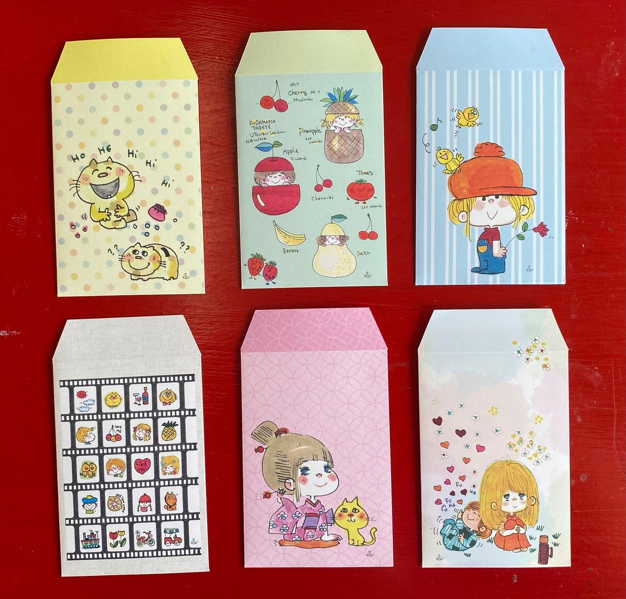 水森亜土「ポチ袋 6枚 (6種)セット」 | 水森亜土のおもちゃ箱画廊 