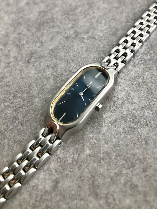Yves Saint Laurent イヴ・サンローラン 腕時計 シルバー ブルー YSL ステンレススチール 5421-H08118 クウォーツ vintage ヴィンテージ オールド wiaeny