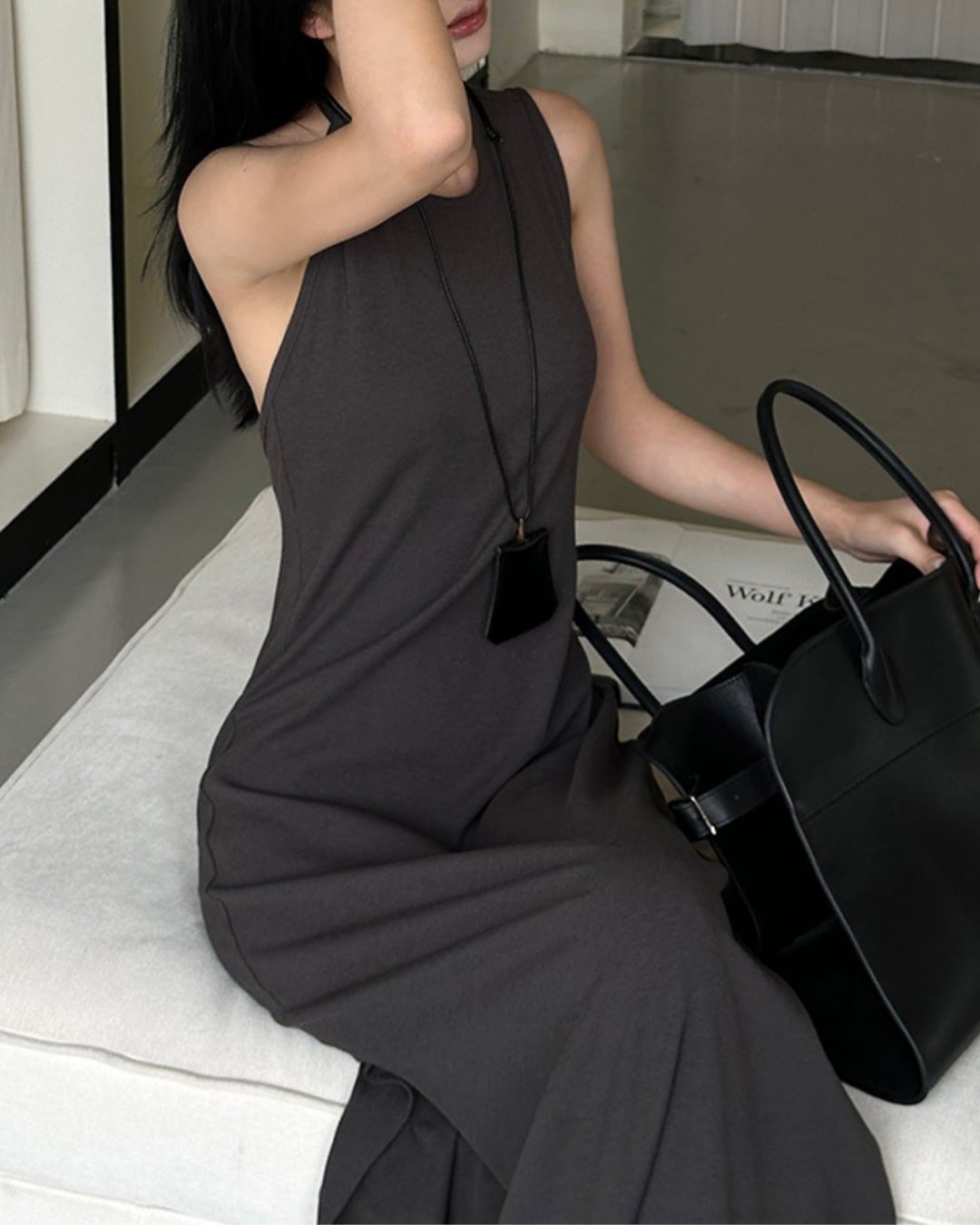 バックオープンロングワンピース S25319