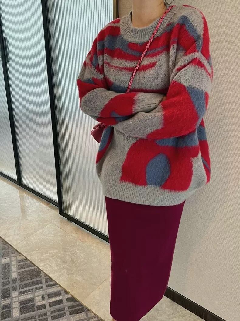 4size / マーブル柄ニットプルオーバー