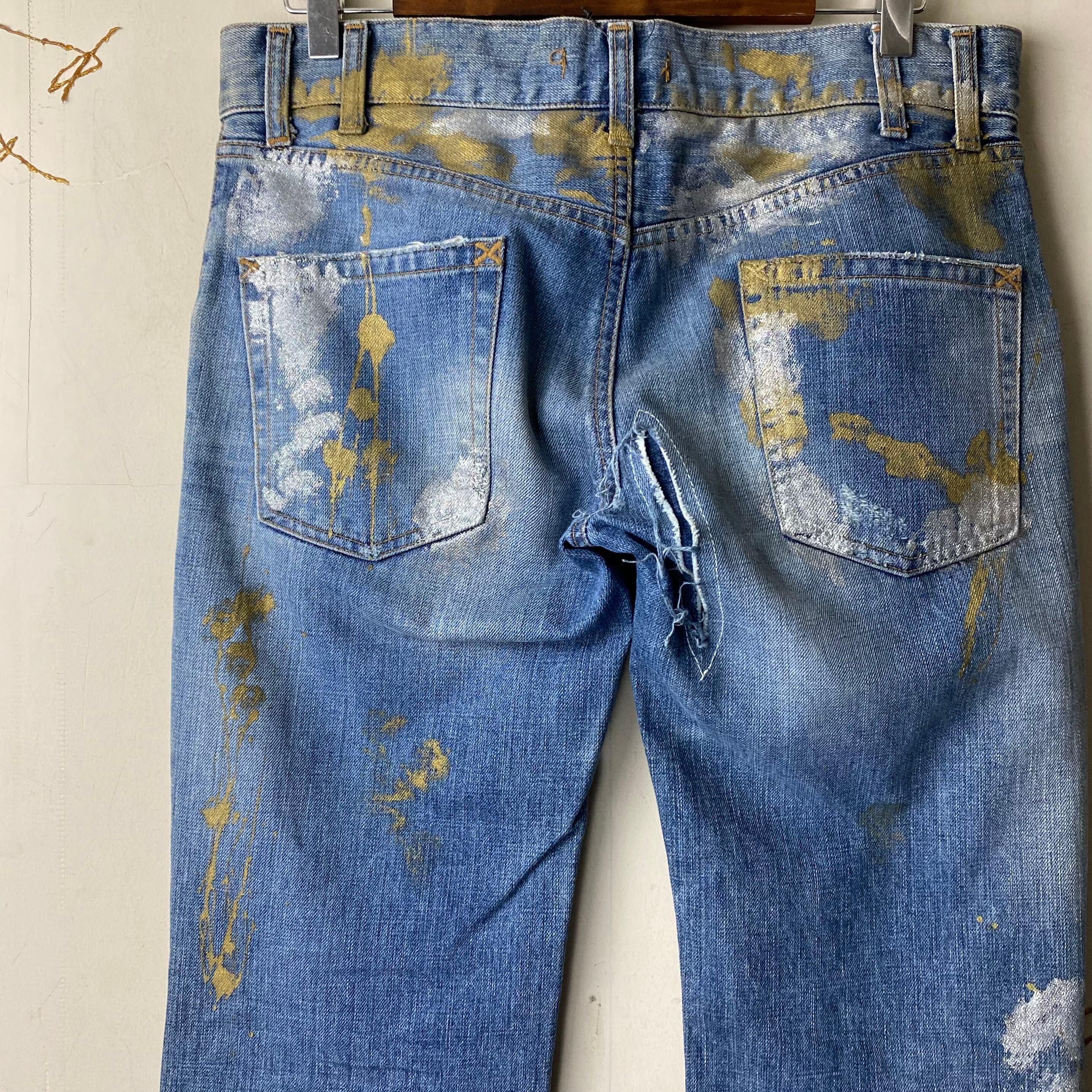 DOLCE&GABBANA gold×silver paint denim pants | NOIR ONLINE