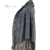 フラメンコ 衣装 マントン シージョ 小物 ブラック系 黒 花柄 刺繍 フレコ フリンジ 四角形 ダンス 舞台 練習 レッスン 発表会 イベント アクセサリー 花柄刺繍 デザイン フェスティバル 小物 オシャレ