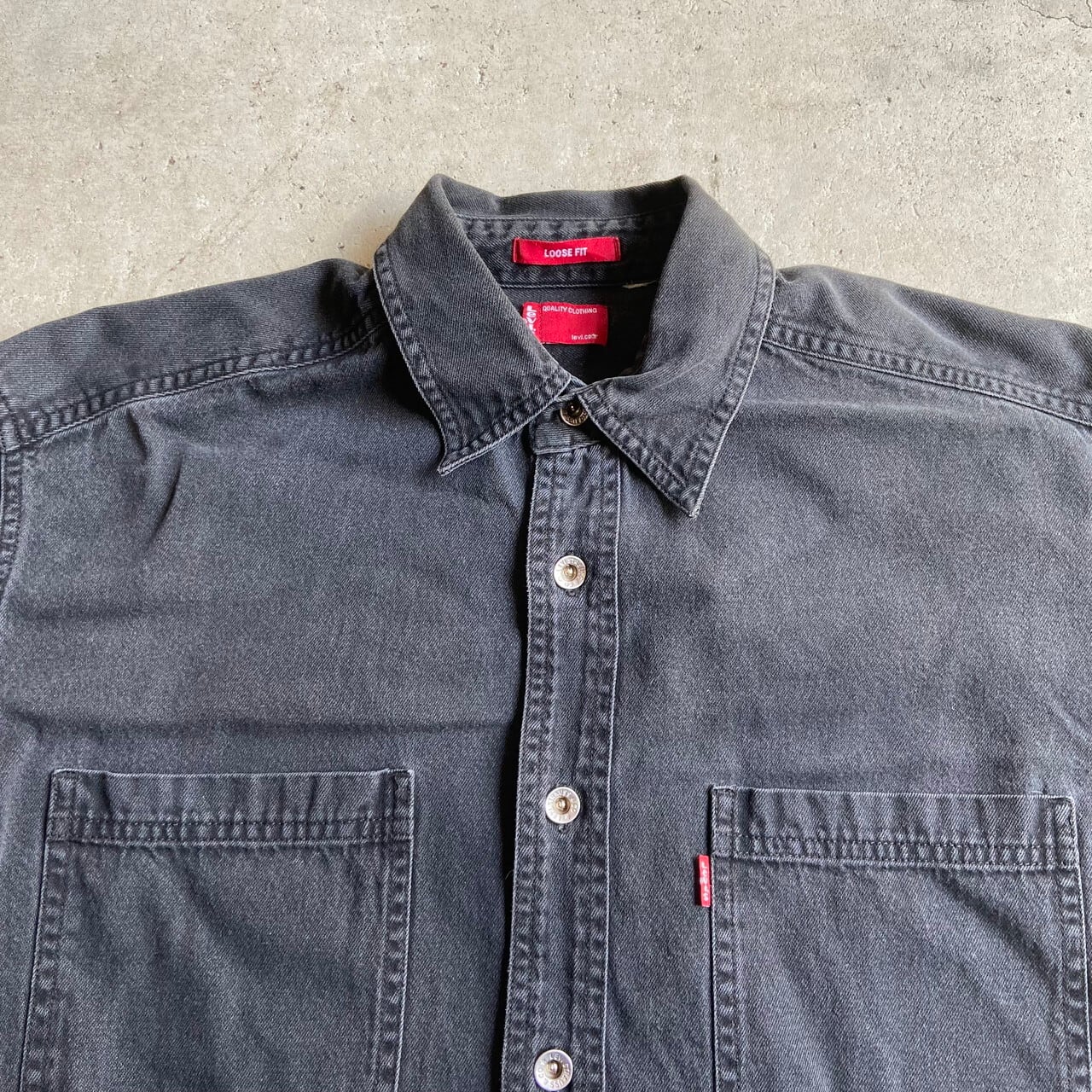 Levi's リーバイス Loose Fit 長袖 ブラック デニムシャツ メンズL相当