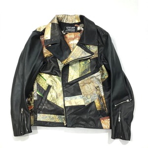 【rd10】再構築 レザー×着物ライダースジャケット  LEATHER ×Kimono MIX RIDERS JACKET  【rd07】