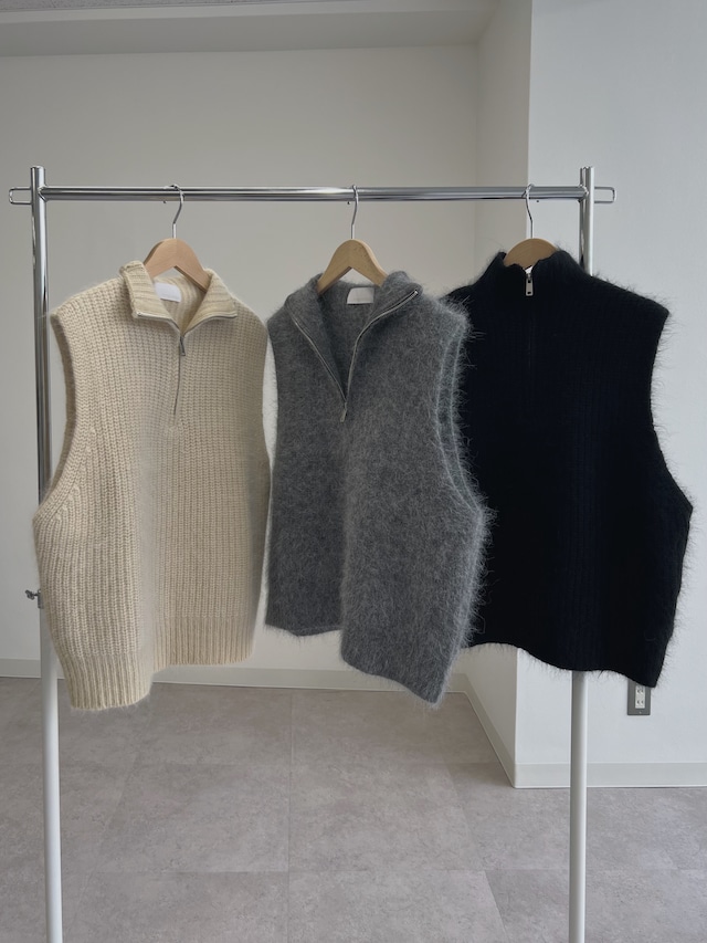 half zip angora knit vest