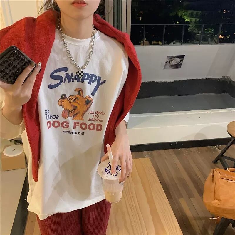 ダボっと着回し オーバーサイズ Tシャツ プリント Tシャツ ビッグティー メンズライク カジュアル ストリート アニマル イラスト ドロップショルダー 古着ライク Lamitte Deco トレンド 韓国ファッション ショップ Base店