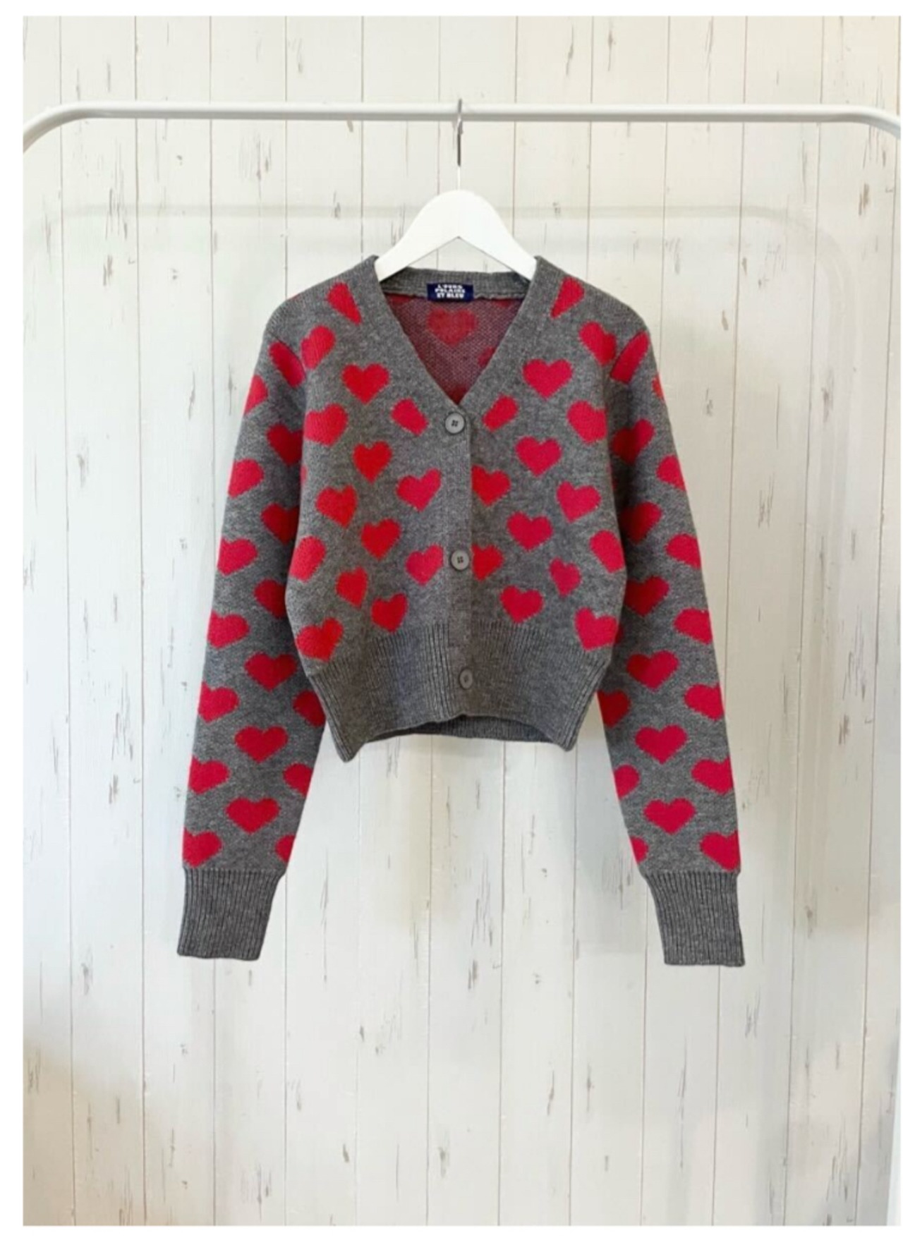 ルスポレ　ジャガードハート柄カーディガン　25318063