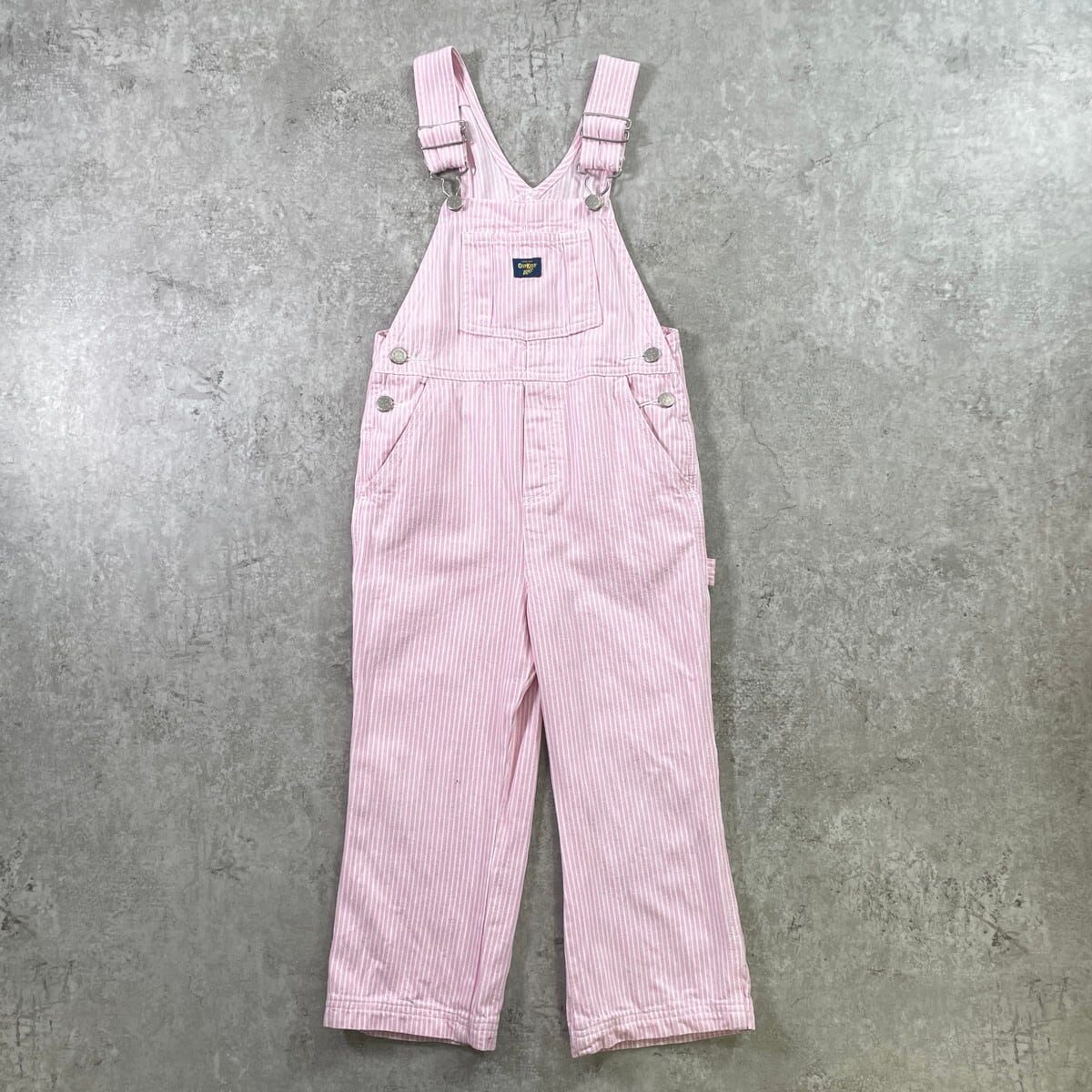 kids】OSHKOSH オシュコシュ ピンクストライプ オーバーオール