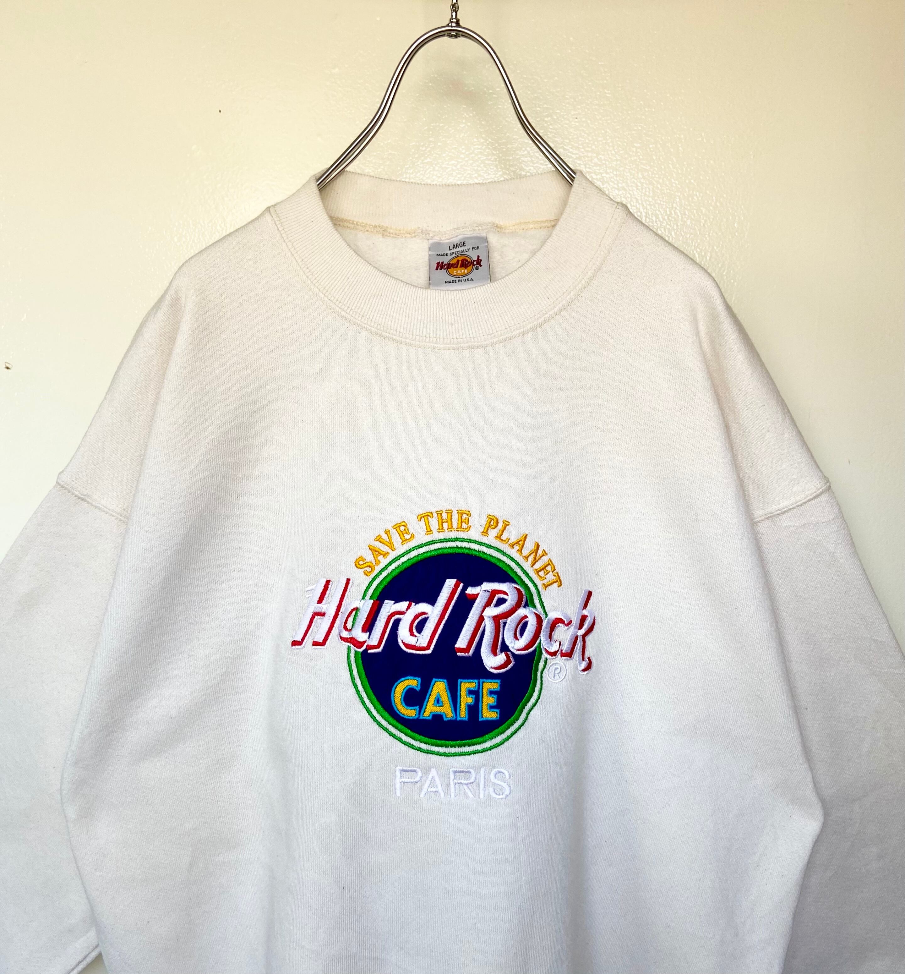 USA製 Hard Rock Cafe/ハードロックカフェ 刺繍スウェットホワイトベージュ オートミール パリ | 【古着  らくふる】ビンテージ&リメイク専門のオンライン古着SHOP powered by BASE