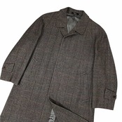 HANKYU granvino カシミヤ混 チェック柄 ステンカラーコート Sサイズ程度/比翼/阪急