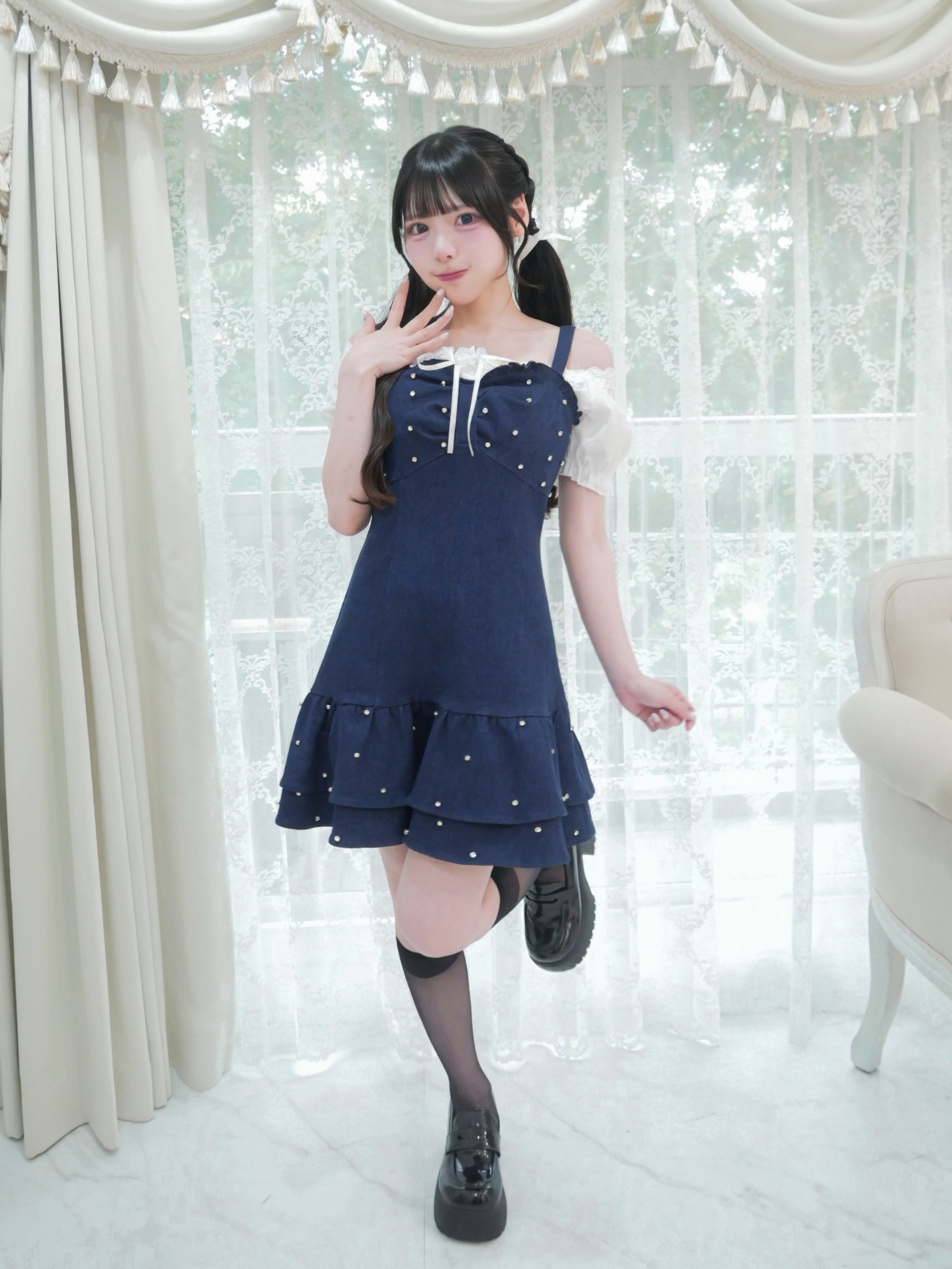 denim ribbon bijou op