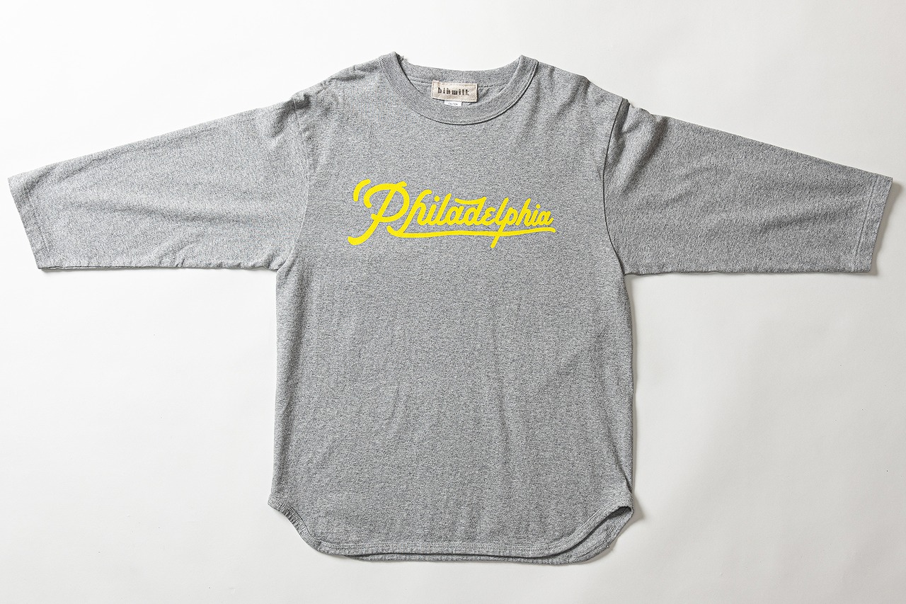 ［bibmilk］3/4スリーブベースボールTシャツ Philadelphia レディス｜ヘザーグレー