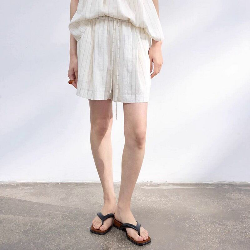 linen shorts draped slim pants W00354
