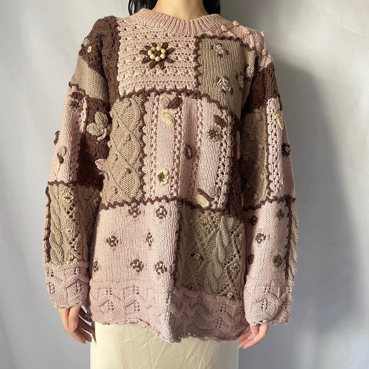 ピンクブラウンニットセーター | Boutique888 ピンクブラウンニットセーター | Boutique888