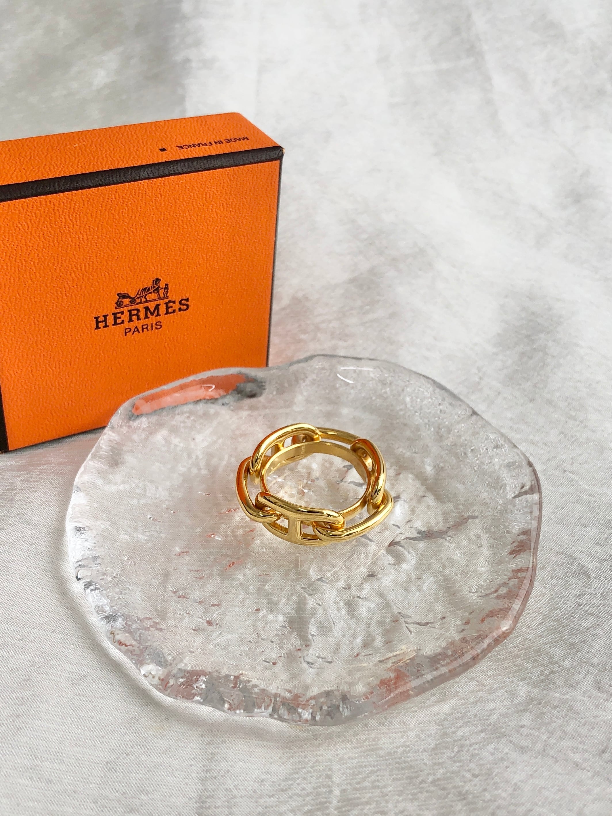 HERMES エルメス スカーフリング ゴールド シェーヌダンクル vintage ヴィンテージ オールド wwmpsn