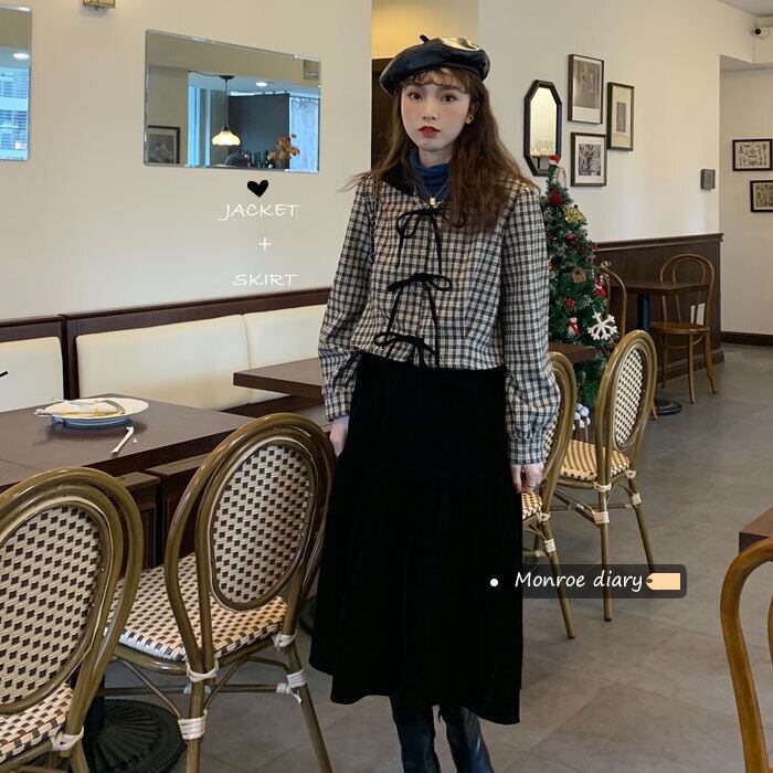 格子柄シャツ スプリングジャケット カラートップス ロング 春物 モンロー75874288965