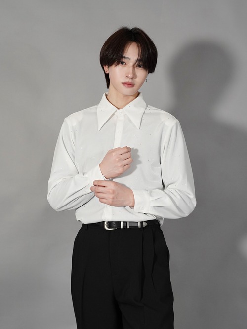 【ALUDE SELECT】galaxy lame glossy shirt（2color）