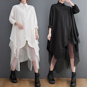 レイヤードチュール ロング シャツ 00177