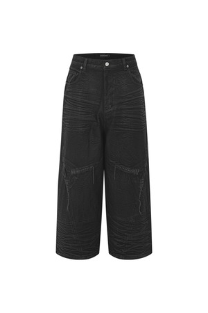 [SURGERY] surgery sutured wide burnished pants 'black' 正規品 韓国ブランド 韓国通販 韓国代行 韓国ファッション sur8ery サージェリー 取扱店 日本 店舗