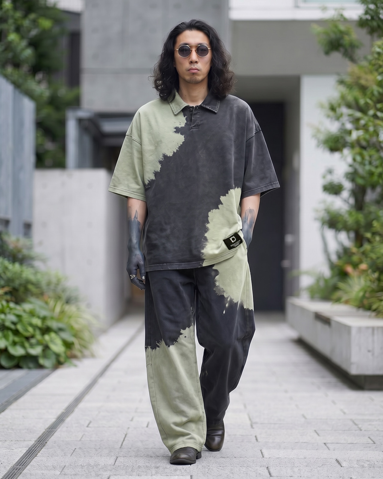 【1着限定販売/ セットアップ】ブリーチタイダイポロシャツ風セットアップ 田植え