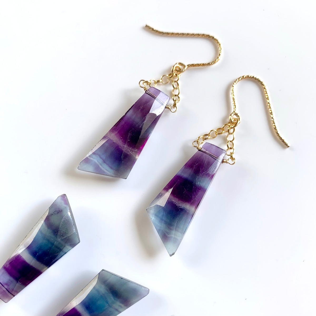 再販］フローライトのピアス 天然石 k14gf | atelier Doi