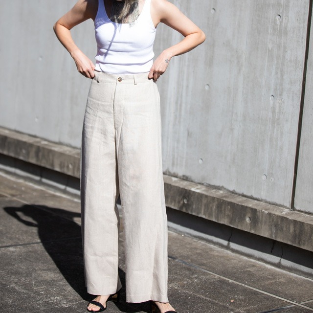 unscrum リネンワイドパンツ（PT001-1A-beg）【セール】