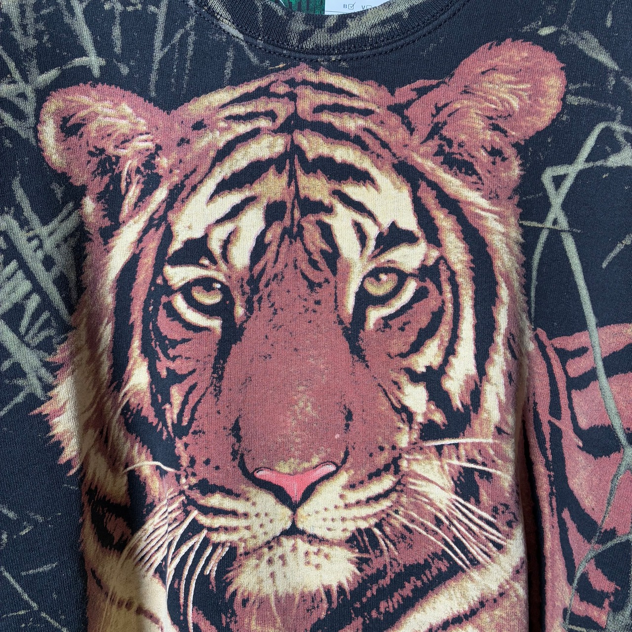 タイガープリント アニマルスウェット 虎 黒 オールオーバープリント