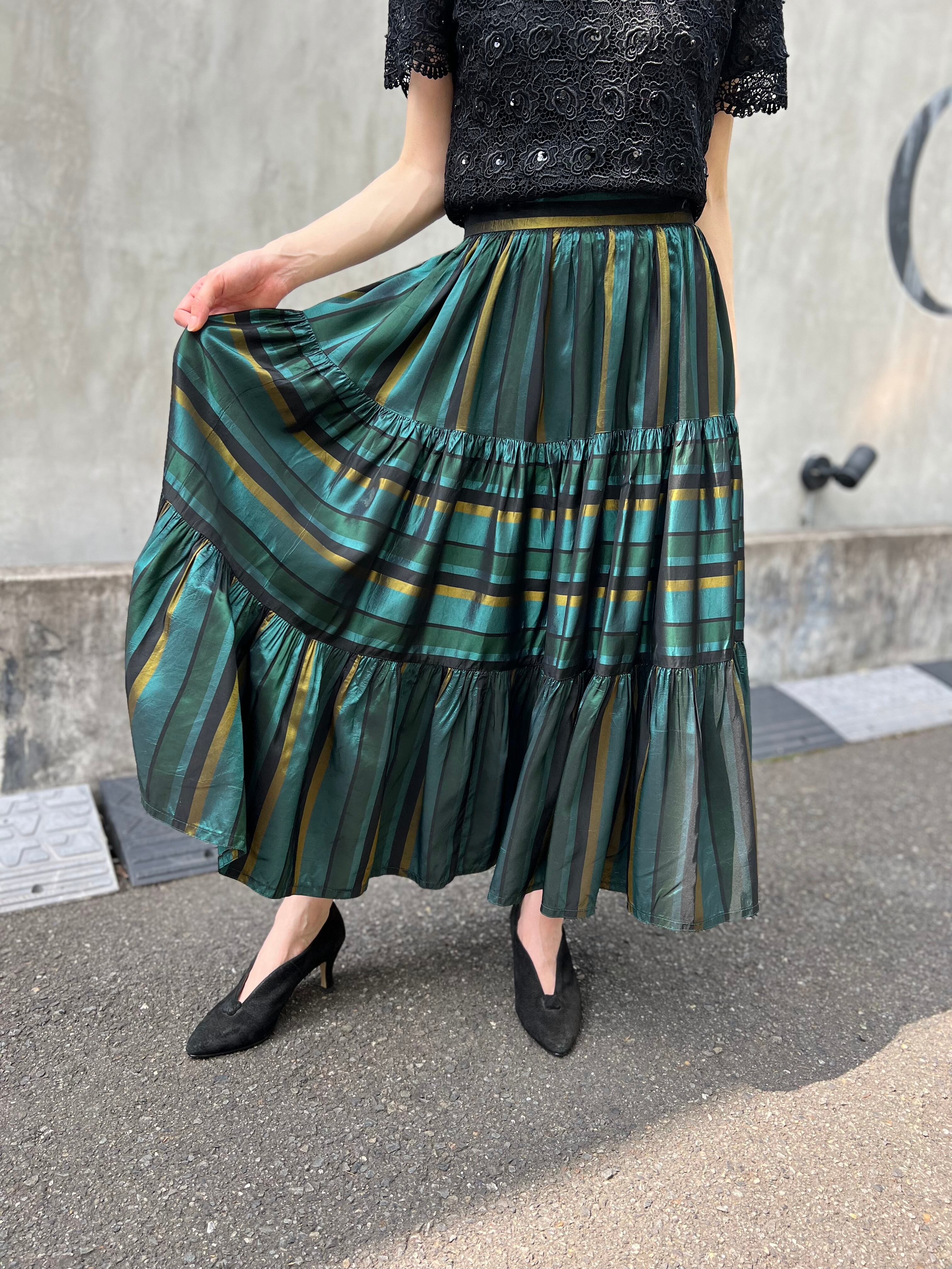 vintage check stripe skirt