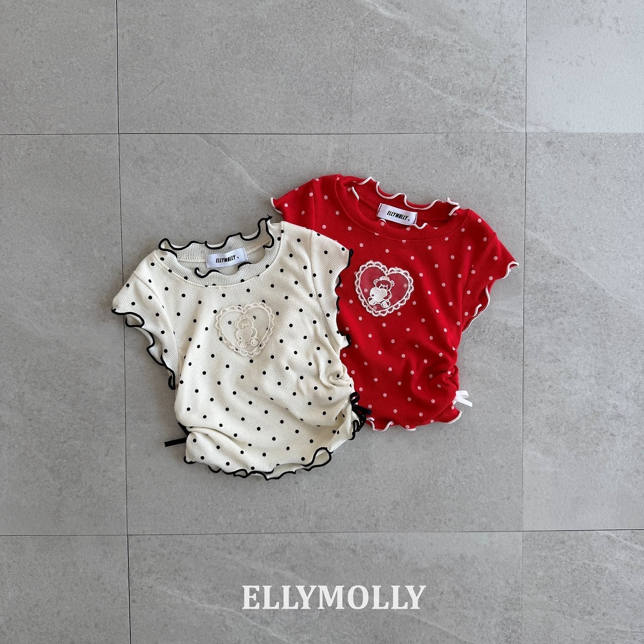 «予約»«ジュニアサイズあり»«elly molly» ドットシャーリング 2colors