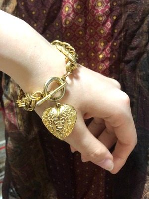 【Run Rabbit Run Vintage 】Gold heart bracelet