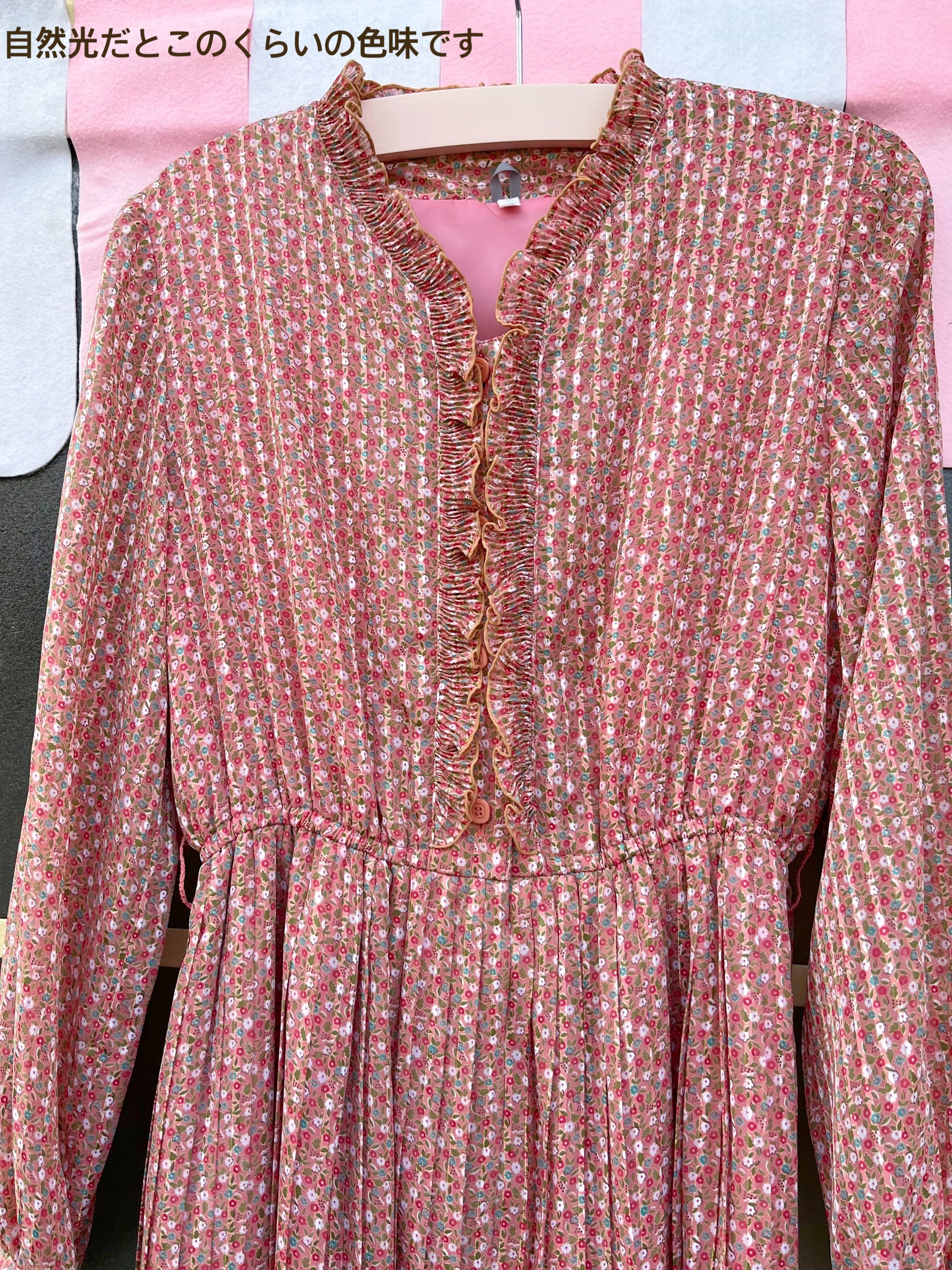 orange mini flower pleats one-piece