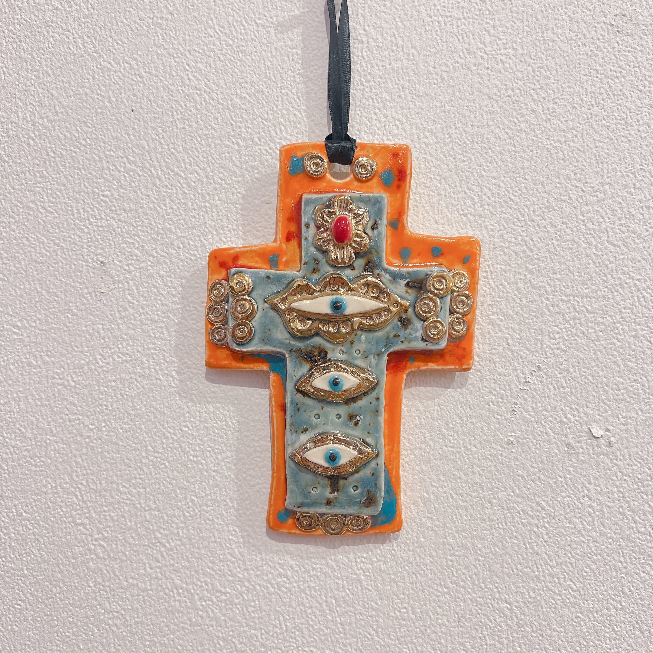 【Koyomi Yanagimoto】陶器/eye cross 壁掛け