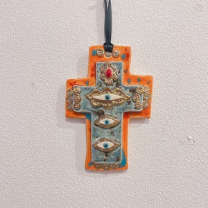 【Koyomi Yanagimoto】陶器/eye cross 壁掛け
