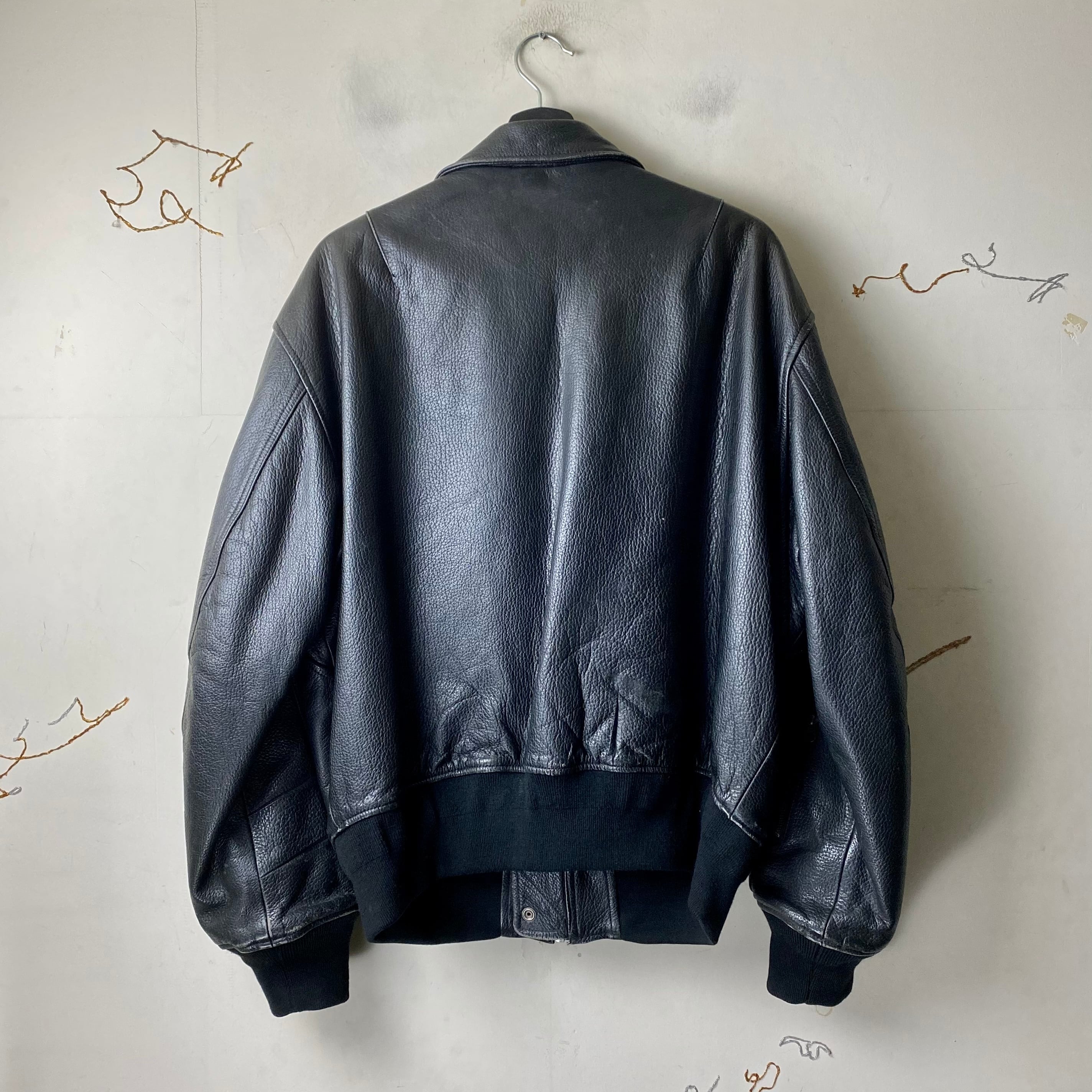 vintage MEN'S BIGI black leather bomber jacket | NOIR ONLINE