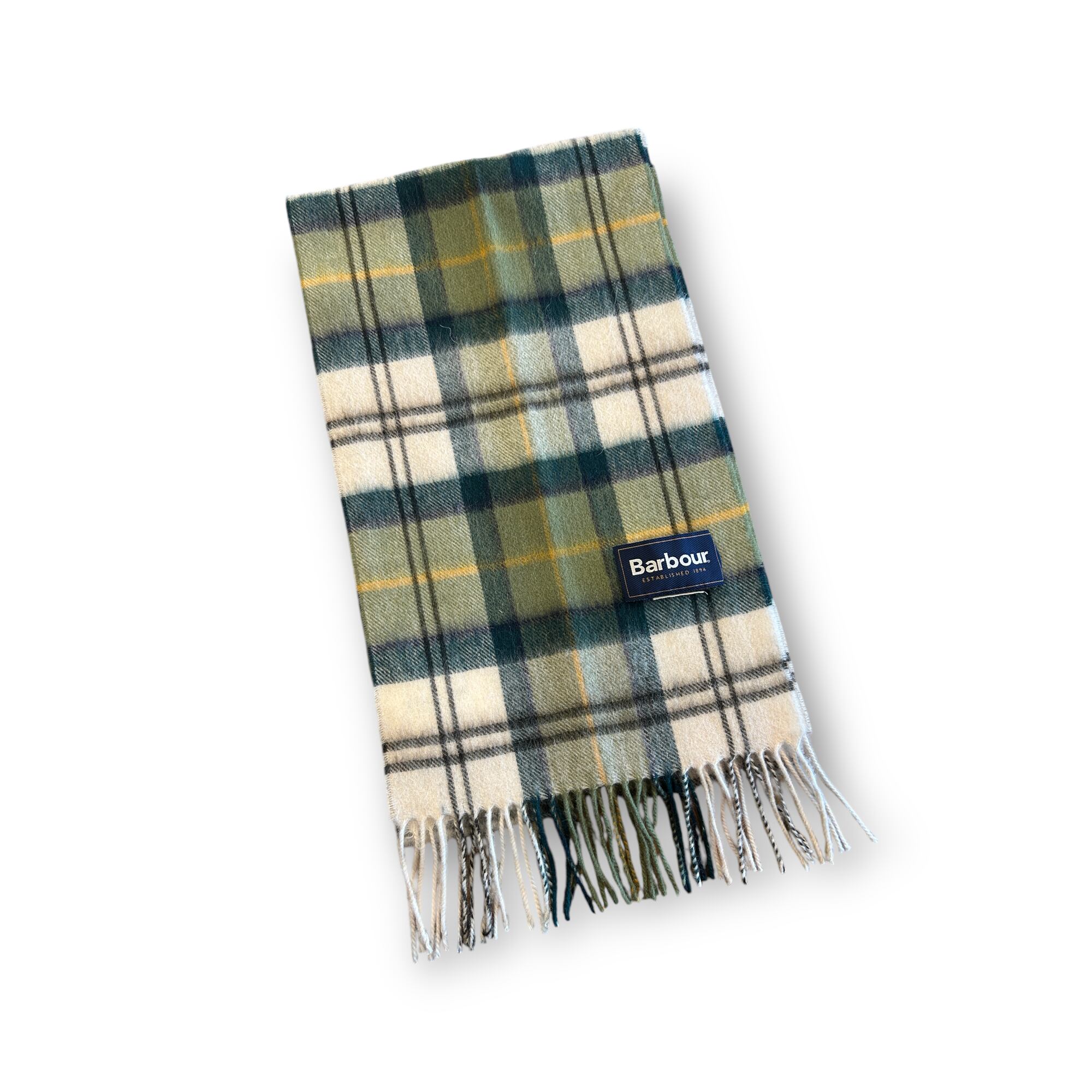 Wool&cashmere tartan scarf-Olive〖Barbour〗ウール カシミアタータンマフラー バブアー